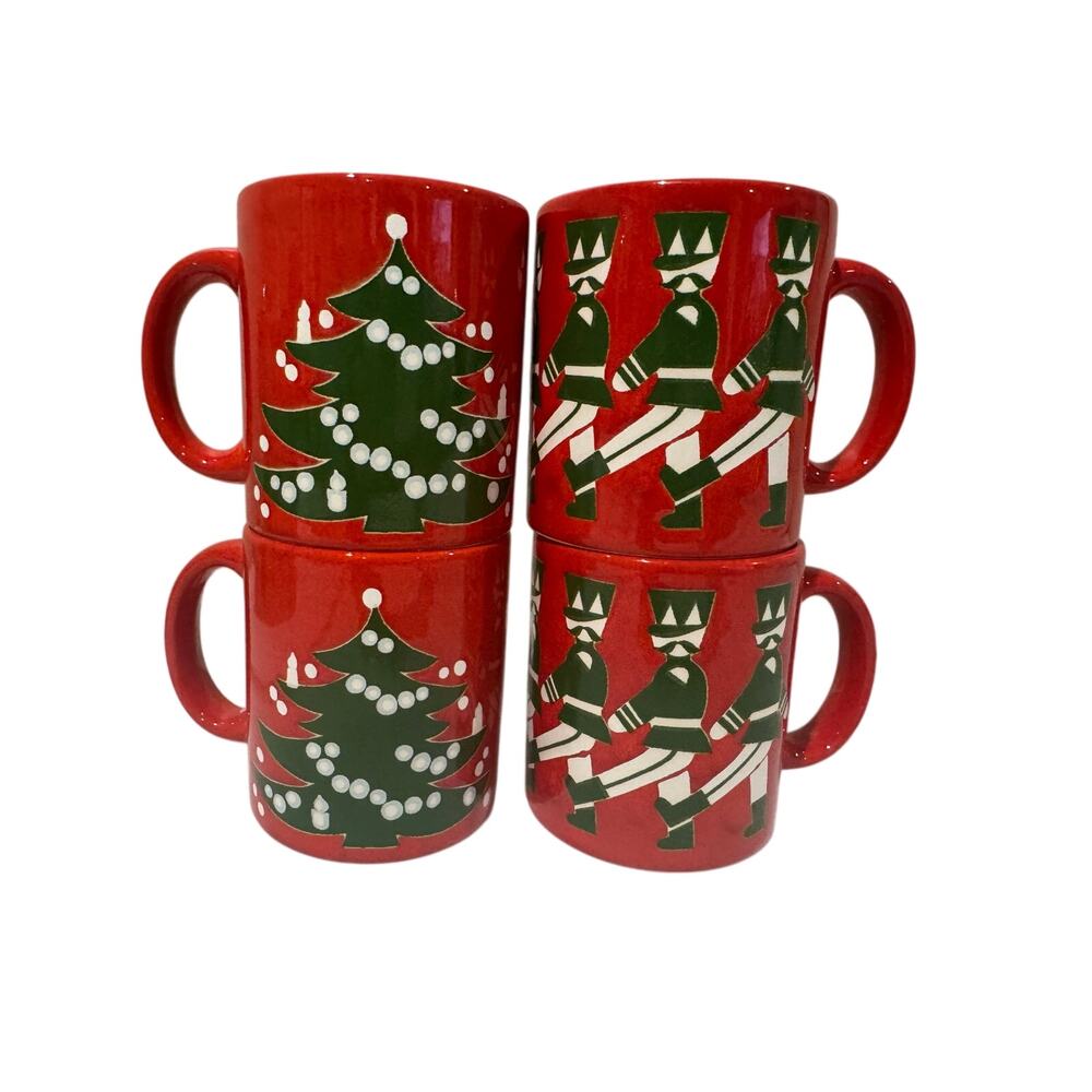 Waechtersbach West Germany 80's Christmas mugs set 4